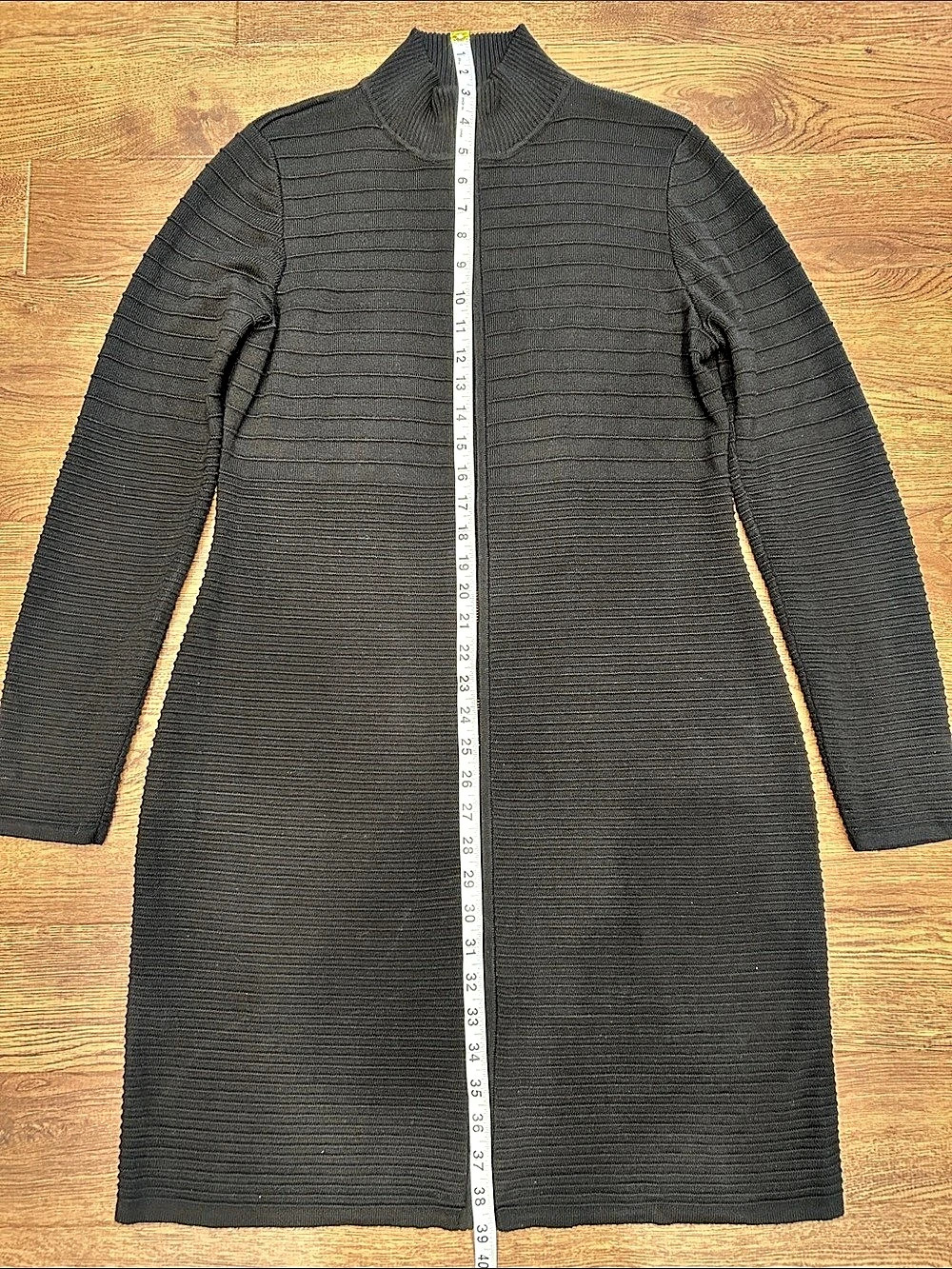 Calvin Klein Full Zip Ribbed Knit Sweater Dress Black Womens Size XL - Picture 4 of 16